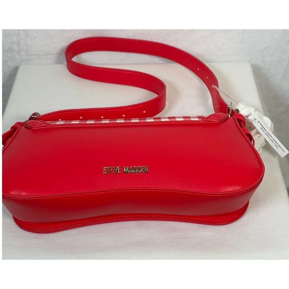 Steve Madden BTOOMSY Red Gingham Shoulder Bag Tomato Flap Purse NWT DT627585